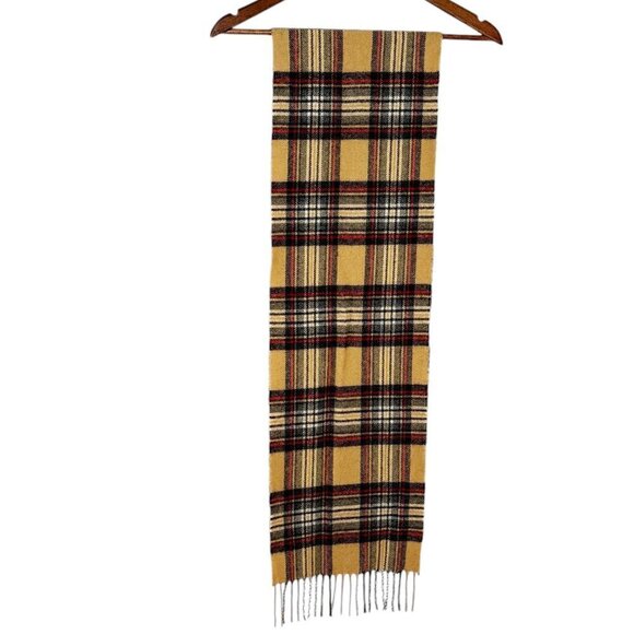 Blarney Woollen Mills Lambswool Stewart Camel Tartan Scarf Made in Ireland 66x10 - Picture 3 of 5